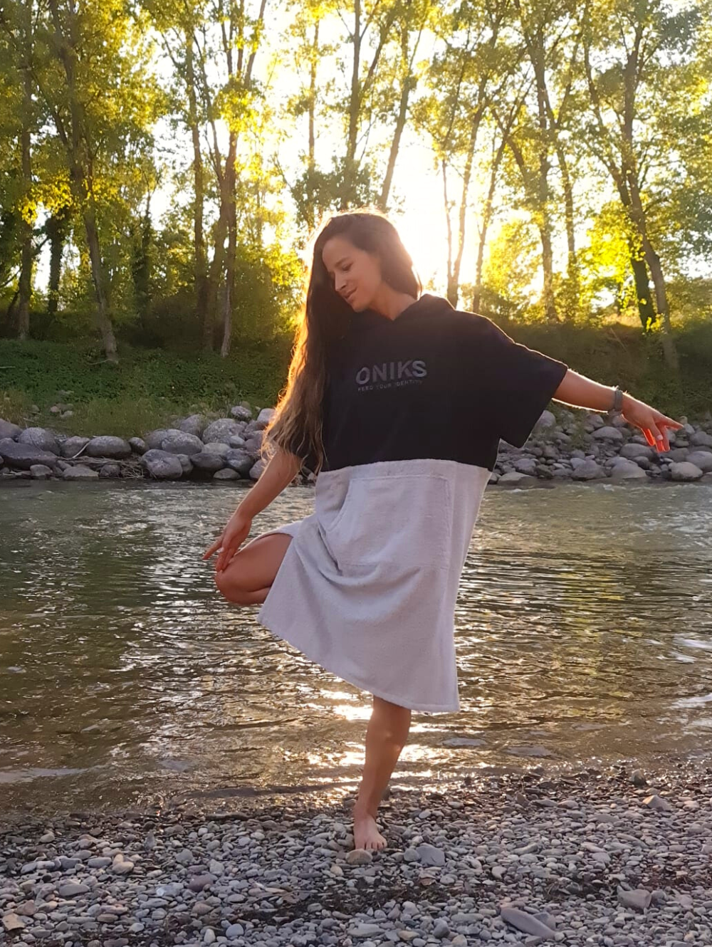 Poncho toalla 'Black/Pearl'