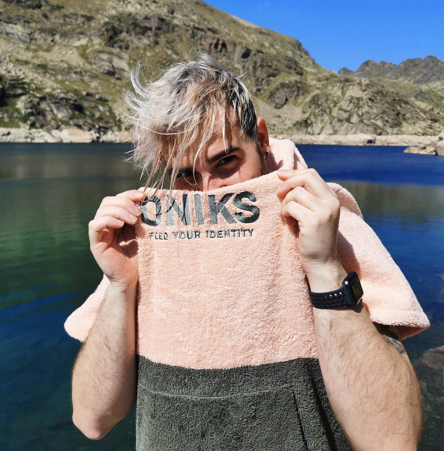 Poncho toalla 'Peach/Forest'