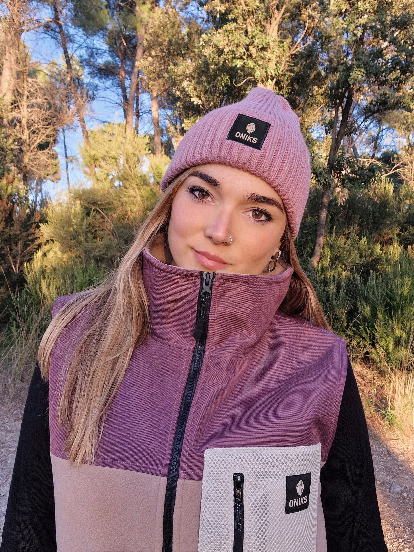 Chaleco polar 'Burgundy/ Dune'