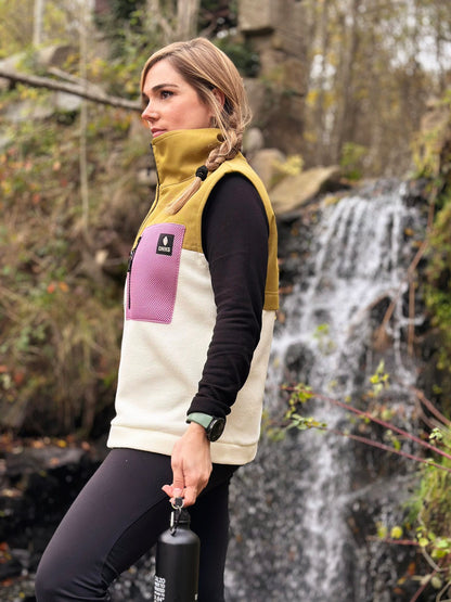 Chaleco polar 'Mustard/ Coconut'