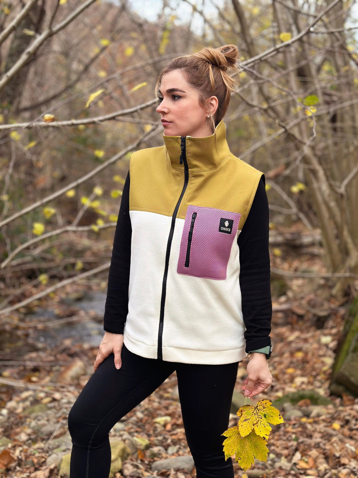 Chaleco polar 'Mustard/ Coconut'