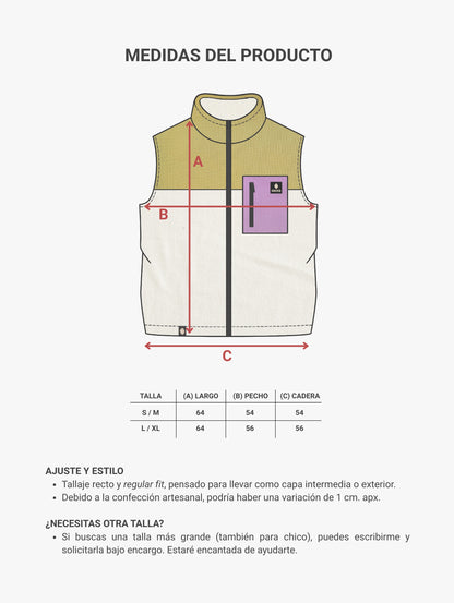 Chaleco polar 'Mustard/ Coconut'