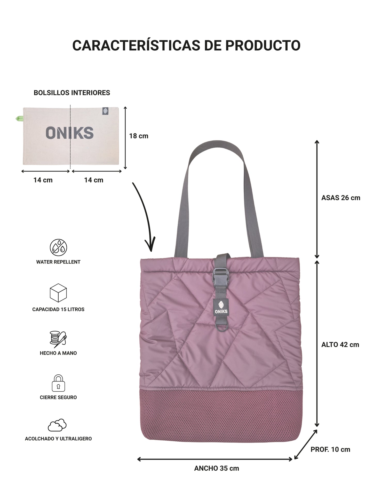 Bolso acolchado con textura 3D 'Wild Berry'